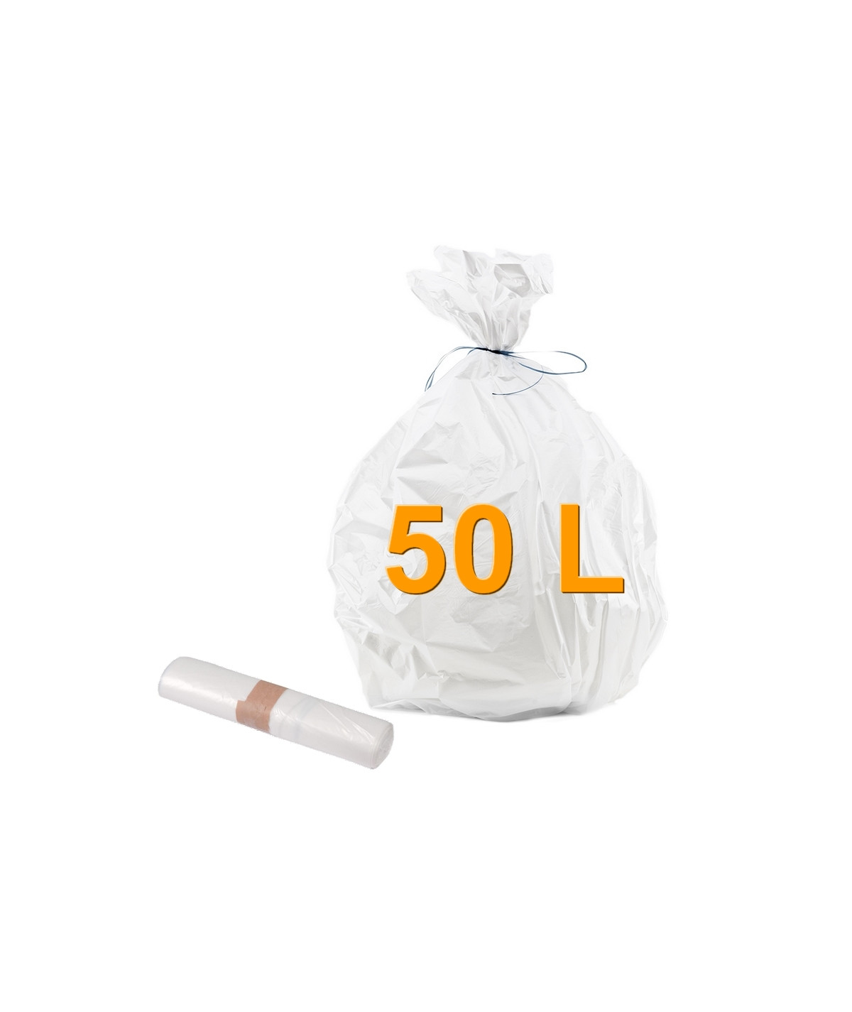 Sac Poubelle 50L Blanc - 14 Microns - Carton De 500