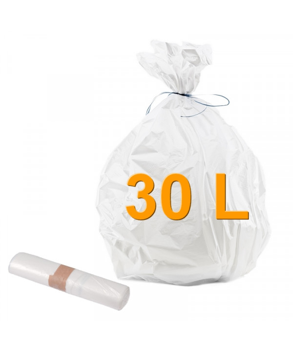 SAC POUBELLE 30L HAUTE DENSITE 50/50cm BLANC - paquet de 50