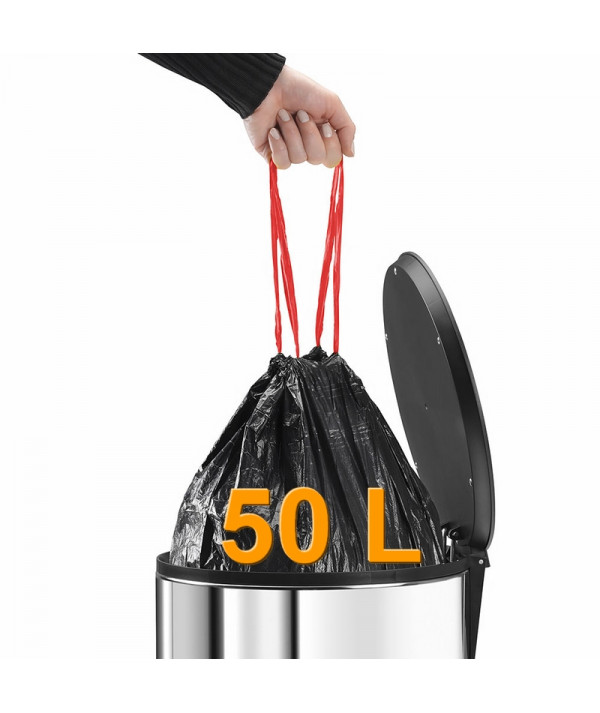 Sac poubelle noir 50 litres - Lien coulissant - Carton de 200
