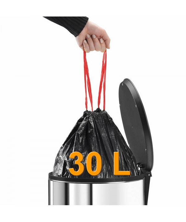 Sacs poubelles avec liens coulissants 50L 30µ noirs (lot de 200) : OSL18