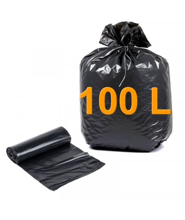 Carton de 100 Sacs poubelle avec lien coulissant (100L